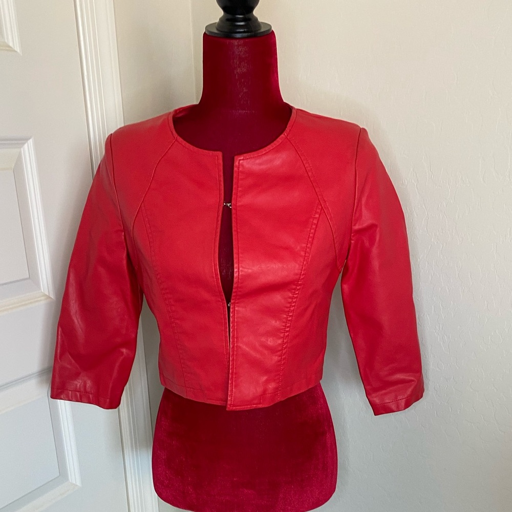 Paccio red faux leather jacket